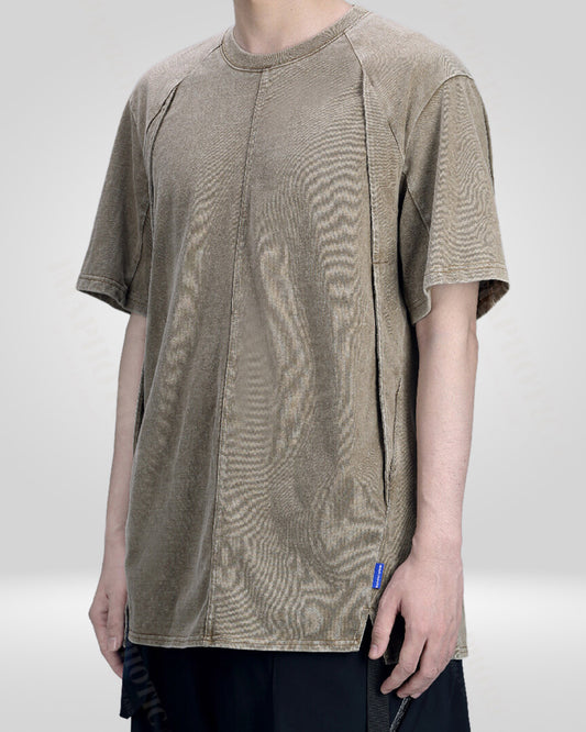 Structured Ribbed Cotton T-Shirt | Vintage Washed Tee - ribbed t-shirt - Structured Ribbed Cotton T-Shirt for Maximum Comfort - Main view