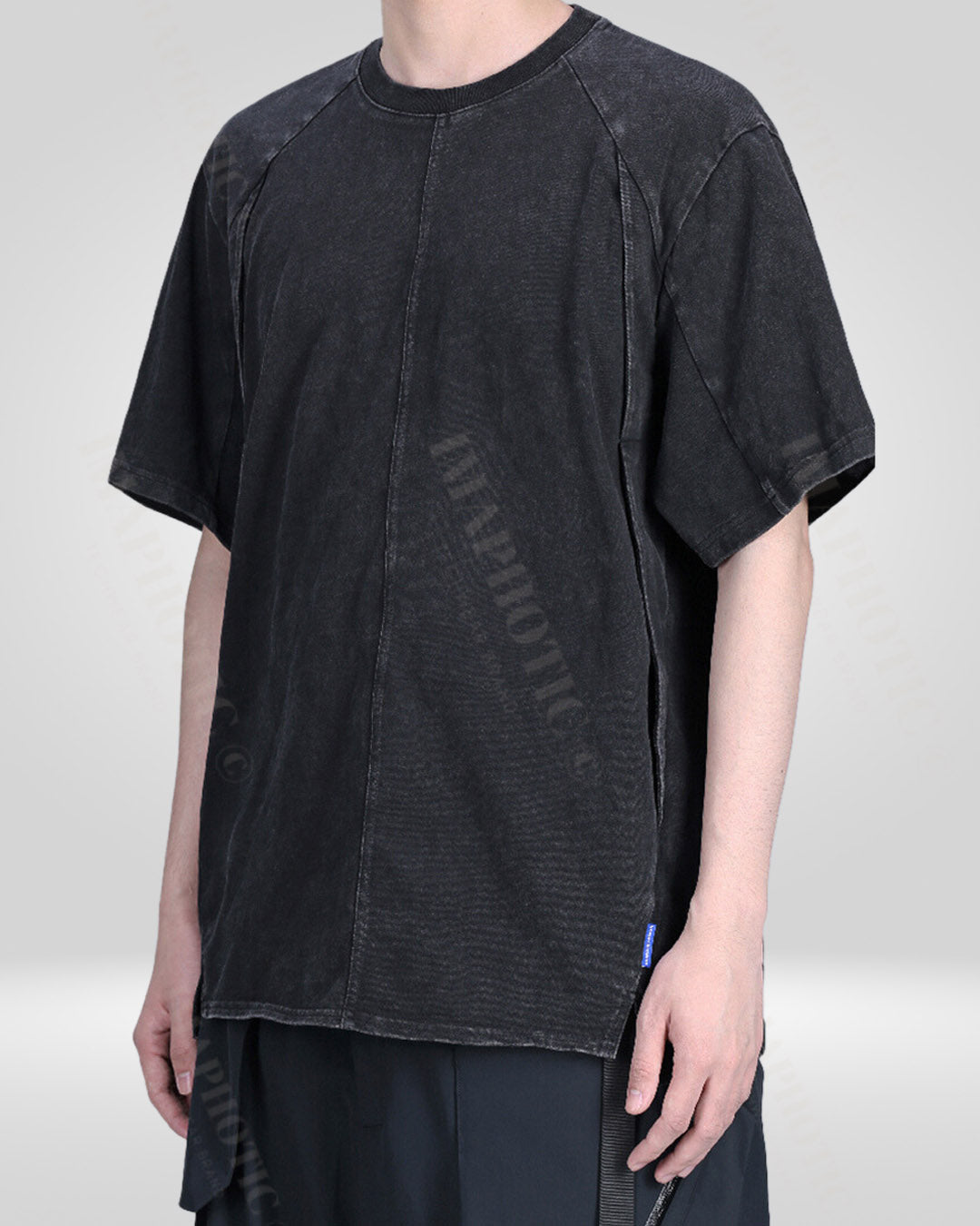 Structured Ribbed Cotton T-Shirt | Vintage Washed Tee - vintage washed tee - Structured Ribbed Cotton T-Shirt for Maximum Comfort - View 9