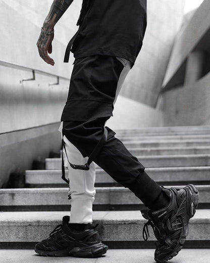 Stylish Black and White Tech Pants -  black and white - Modern Black and White Tech Pants for Urban Style - View 3