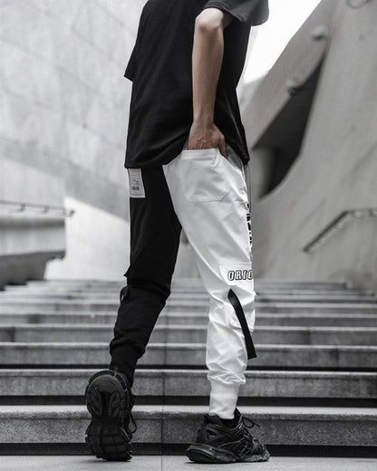 Stylish Black and White Tech Pants -  cargo pants - Modern Black and White Tech Pants for Urban Style - View 4