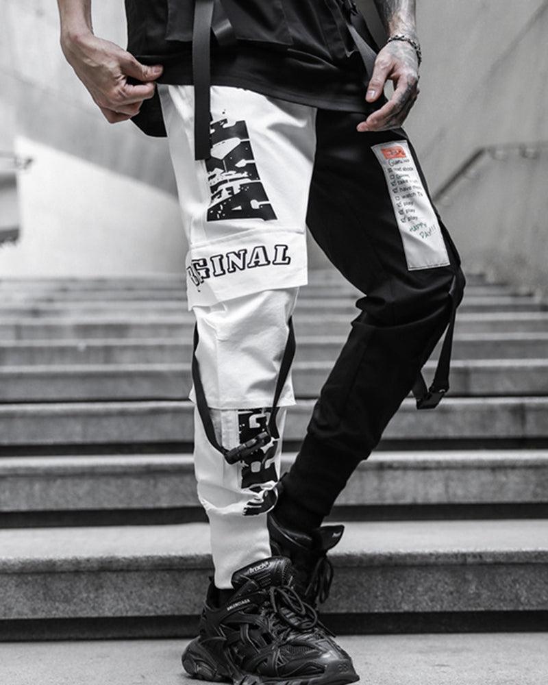 Stylish Black and White Tech Pants - tech pants - Modern Black and White Tech Pants for Urban Style - Main view