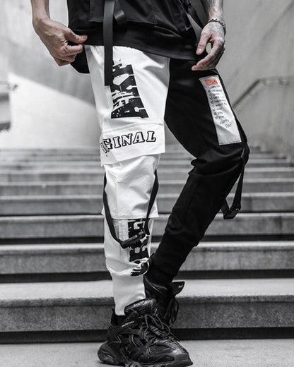 Stylish Black and White Tech Pants - tech pants - Modern Black and White Tech Pants for Urban Style - Main view