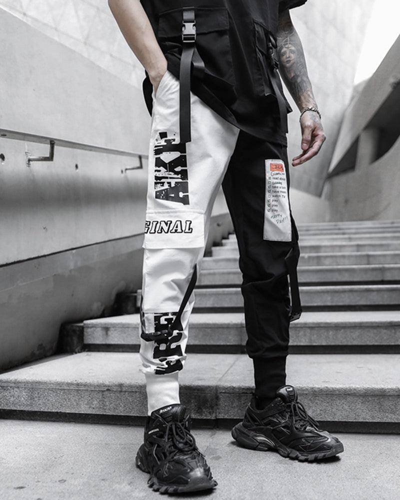 Stylish Black and White Tech Pants - techwear aesthetic - Modern Black and White Tech Pants for Urban Style - View 2
