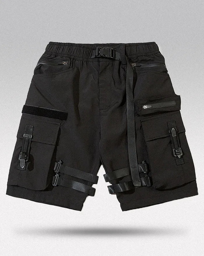 Stylish Black Cargo Shorts -  techwear - Stylish Black Cargo Shorts for Urban Adventures - View 6