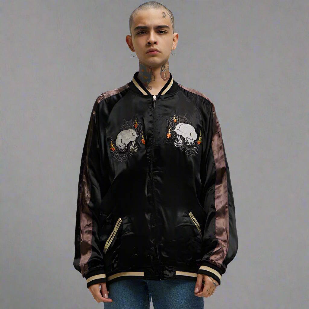 Stylish Black Embroidered Jacket -  embroidered sukajan jacket - Reversible Embroidered Sukajan Jacket for All Occasions - View 3