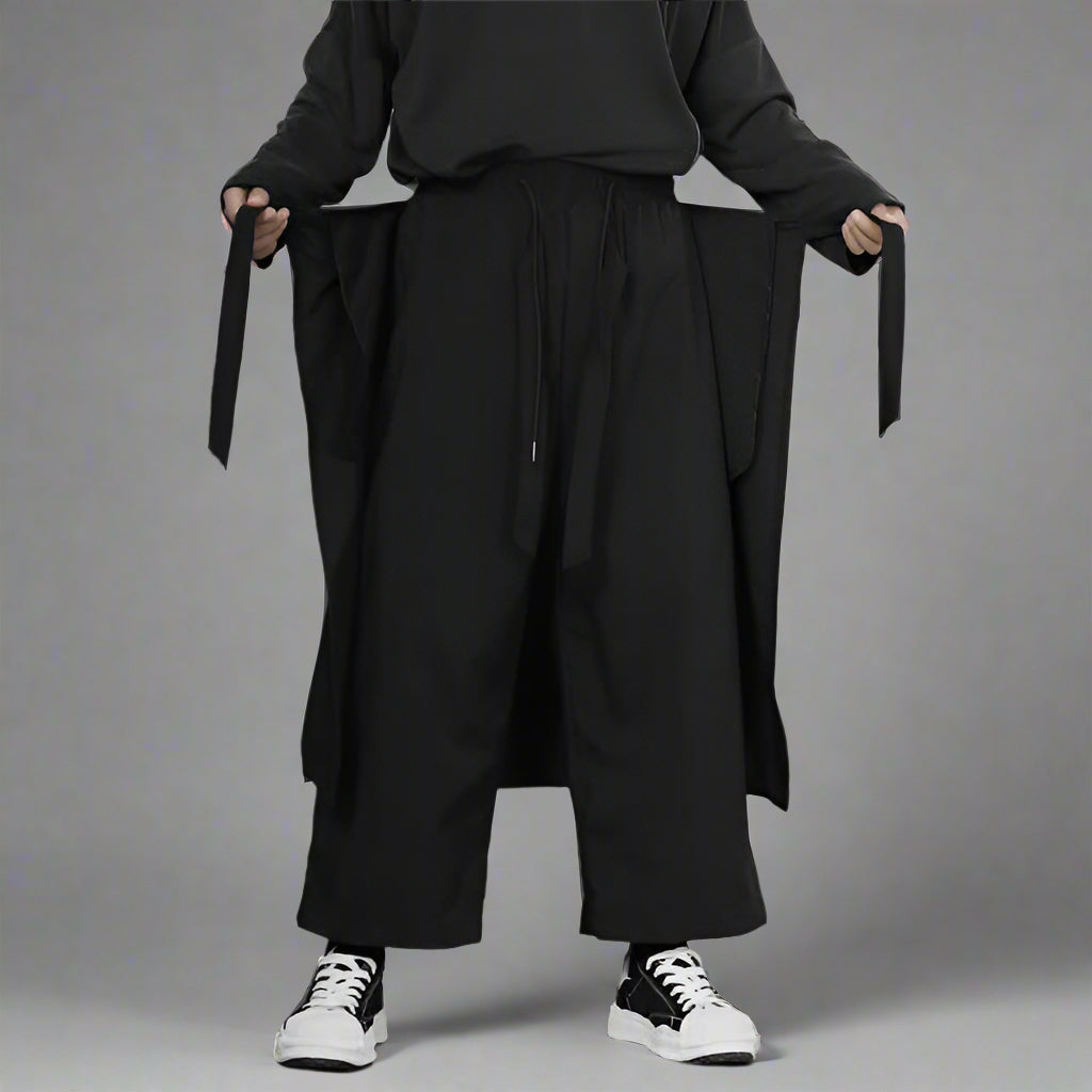 Stylish Black Hakama Trousers - hakama pants - Stylish Hakama Trousers for Casual Streetwear - View 2