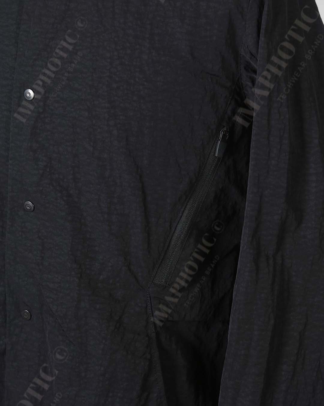 Stylish Black Shirt Jacket - Elegance Meets Function -  two-way stand collar - Stylish Black Shirt Jacket for Comfort and Versatility - View 9