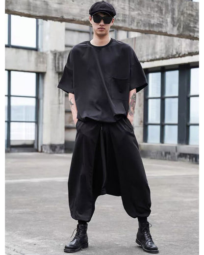 Stylish Black Techwear Hakama Pants -  comfortable urbanwear - Fashionable Black Techwear Hakama Pants for Urban Style - View 4