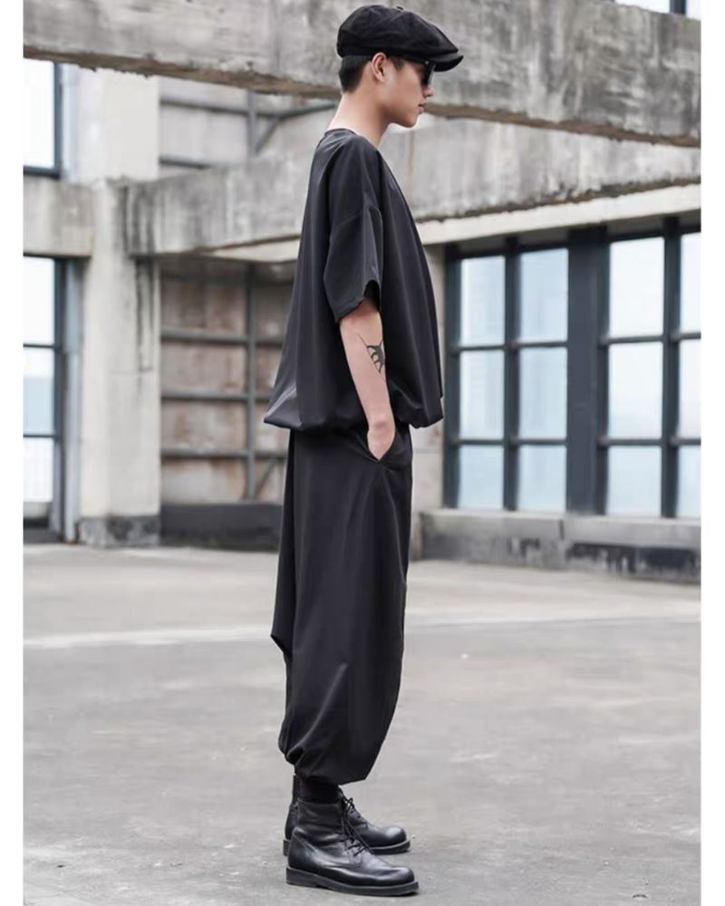 Stylish Black Techwear Hakama Pants -  Japanese techwear - Fashionable Black Techwear Hakama Pants for Urban Style - View 6