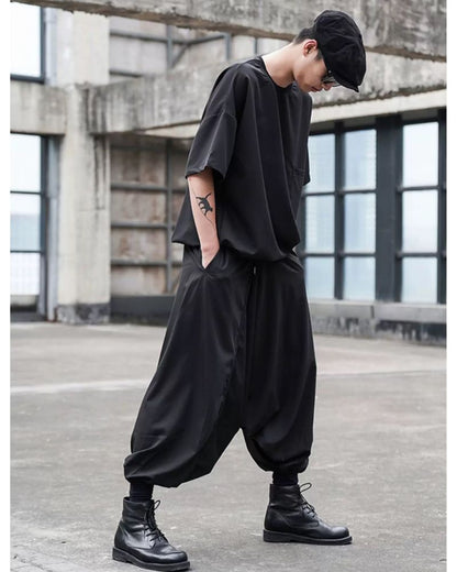 Stylish Black Techwear Hakama Pants -  modern design - Fashionable Black Techwear Hakama Pants for Urban Style - View 7