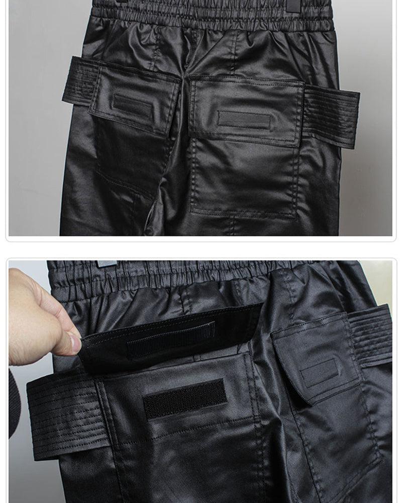Stylish Black Waxed Cargo Pants -  durable waxed pants - Stylish Black Cargo Pants with Functional Design - View 11