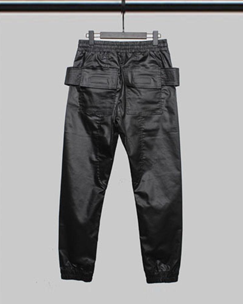 Stylish Black Waxed Cargo Pants - rugged appeal cargo pants - Stylish Black Cargo Pants with Functional Design - View 9