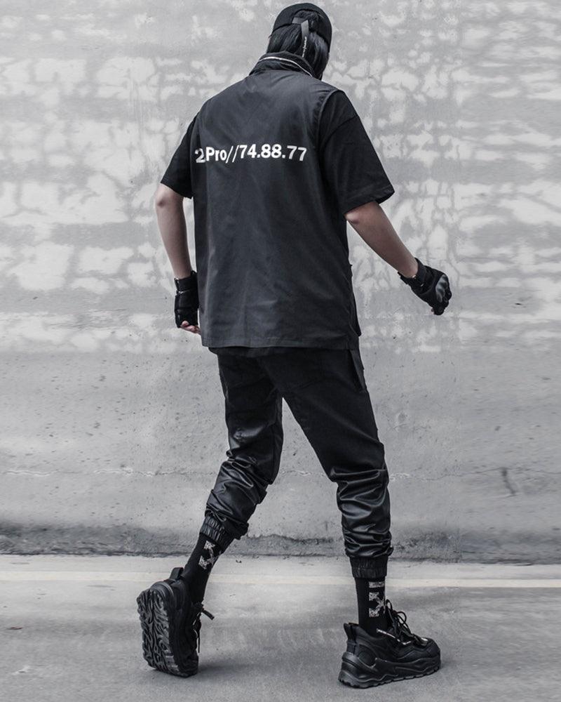 Stylish Black Waxed Cargo Pants -  versatile black cargo pants - Stylish Black Cargo Pants with Functional Design - View 6