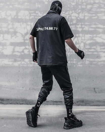 Stylish Black Waxed Cargo Pants -  versatile black cargo pants - Stylish Black Cargo Pants with Functional Design - View 6