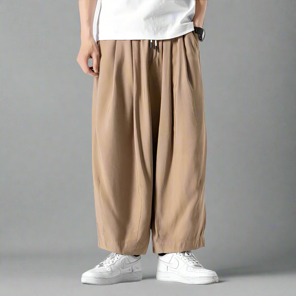 Stylish Comfort Sweatpants -  ankle-length - Comfortable Hakama-Inspired Sweatpants for Everyday Wear - View 3
