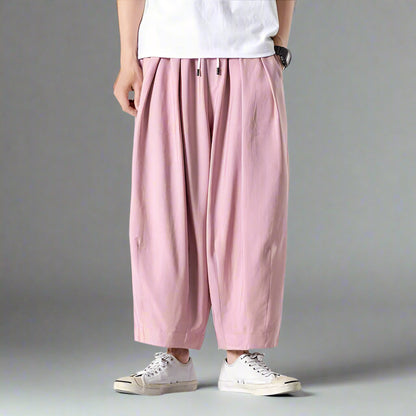 Stylish Comfort Sweatpants -  breathable polyester pants - Comfortable Hakama-Inspired Sweatpants for Everyday Wear - View 4
