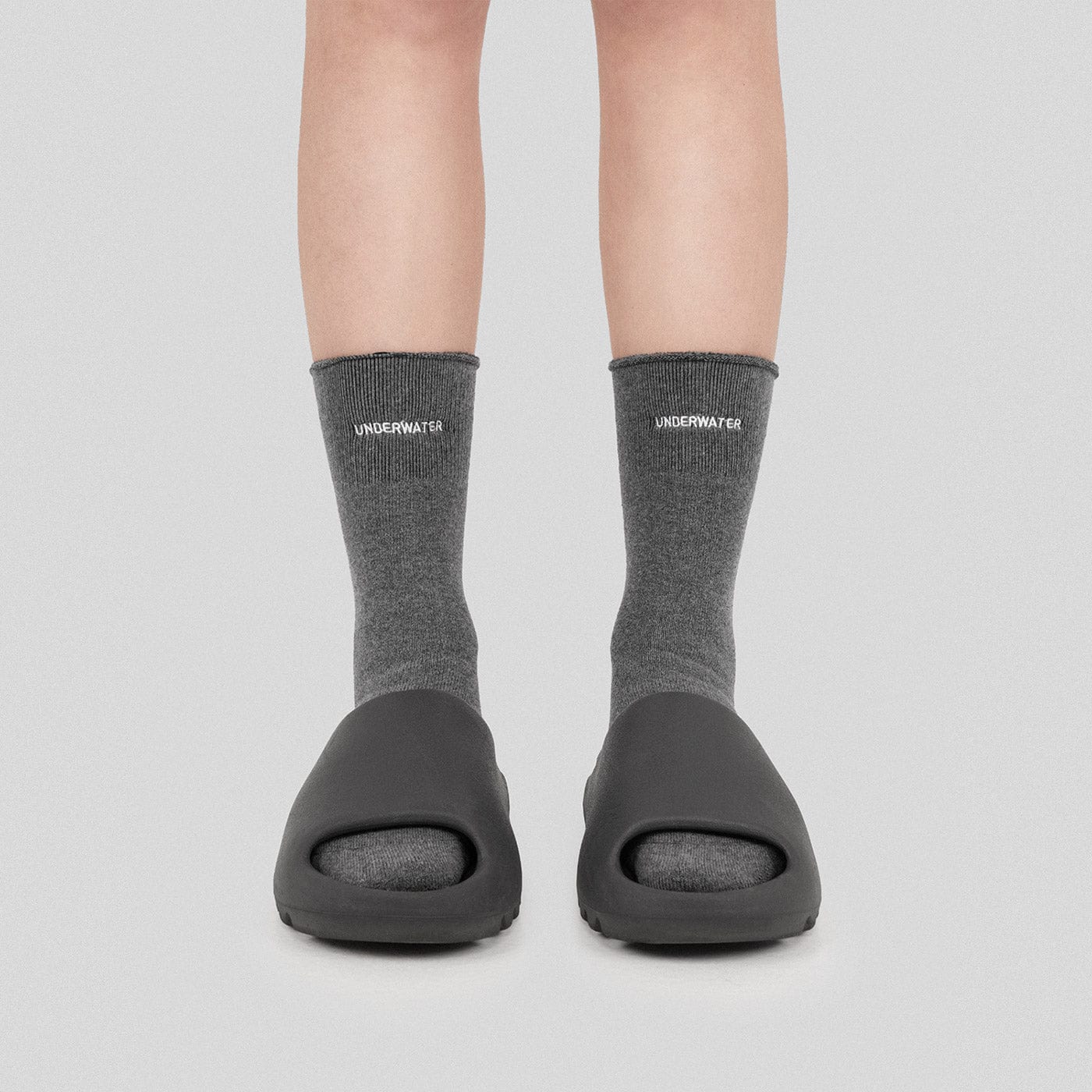 Stylish Grey Embroidered Dive Socks - comfortable streetwear socks - Stylish Grey Embroidered Dive Socks for Comfort - Main view