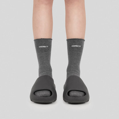 Stylish Grey Embroidered Dive Socks - comfortable streetwear socks - Stylish Grey Embroidered Dive Socks for Comfort - Main view