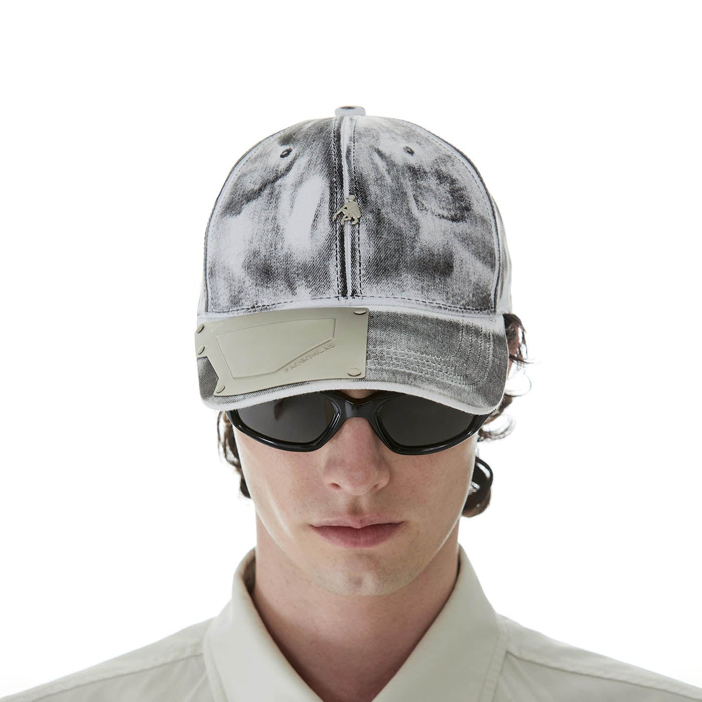 Stylish Grey Metal Logo Cap - futuristic cap - Stylish Grey Metal Logo Cap for a Modern Look - Main view