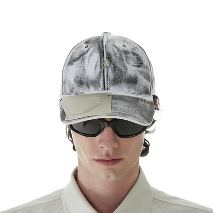 Stylish Grey Metal Logo Cap - futuristic cap - Stylish Grey Metal Logo Cap for a Modern Look - Main view