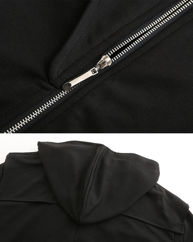 Stylish Irregular Long Tech Coat -  futuristic fashion - Futuristic Hooded Long Tech Coat for Every Occasion - View 6