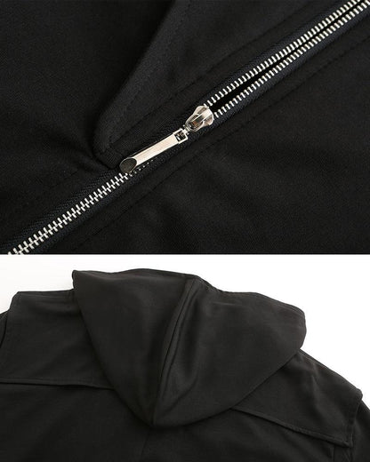 Stylish Irregular Long Tech Coat -  futuristic fashion - Futuristic Hooded Long Tech Coat for Every Occasion - View 6