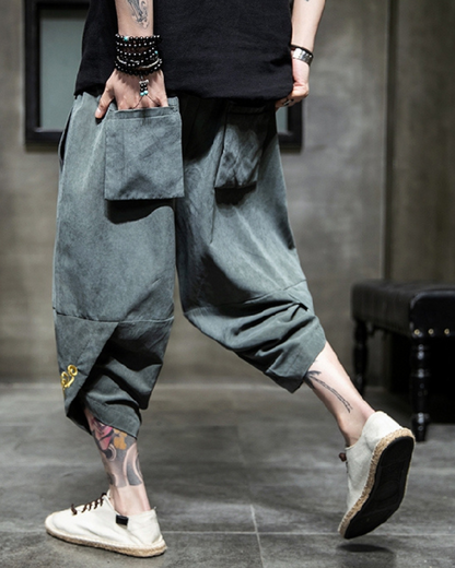 Stylish Japanese Crop Hakama -  japanese style - Stylish Japanese Crop Hakama - Modern Techwear Pants - View 5