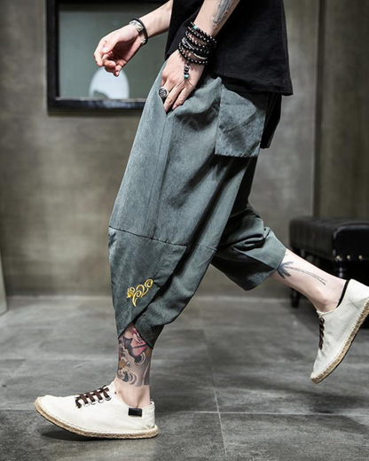 Stylish Japanese Crop Hakama -  techwear pants - Stylish Japanese Crop Hakama - Modern Techwear Pants - View 6