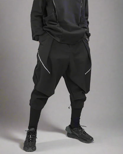 Stylish Layered Hakama Pants -  comfortable layered pants - Stylish Layered Hakama Pants for Urban Adventures - View 3