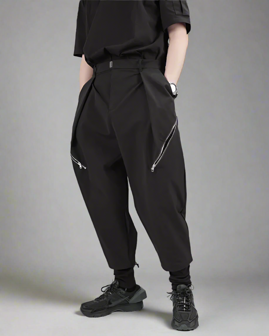Stylish Layered Hakama Pants - hakama pants - Stylish Layered Hakama Pants for Urban Adventures - Main view