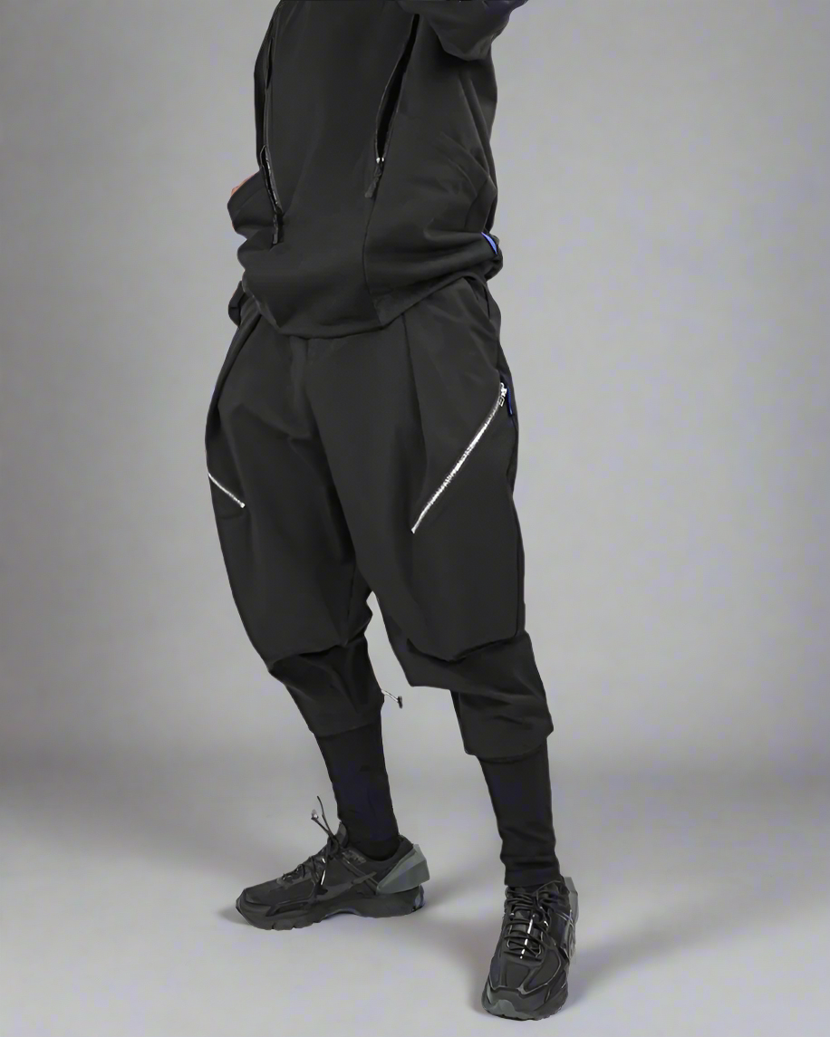 Stylish Layered Hakama Pants -  streetwear - Stylish Layered Hakama Pants for Urban Adventures - View 4