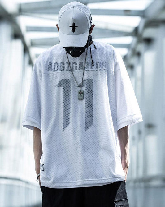 Stylish Mesh Layered Tee - breathable mesh shirt - Futuristic Mesh Layered Tee for Urban Fashion - Main view