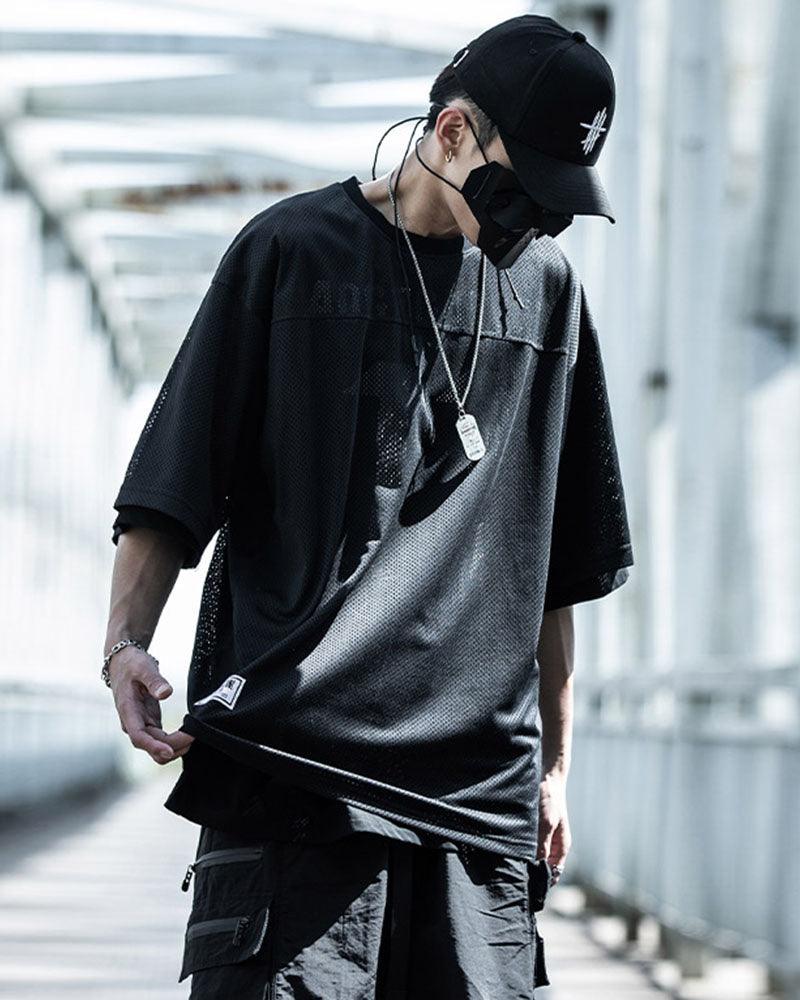Stylish Mesh Layered Tee - breathable mesh shirt - Futuristic Mesh Layered Tee for Urban Fashion - View 8