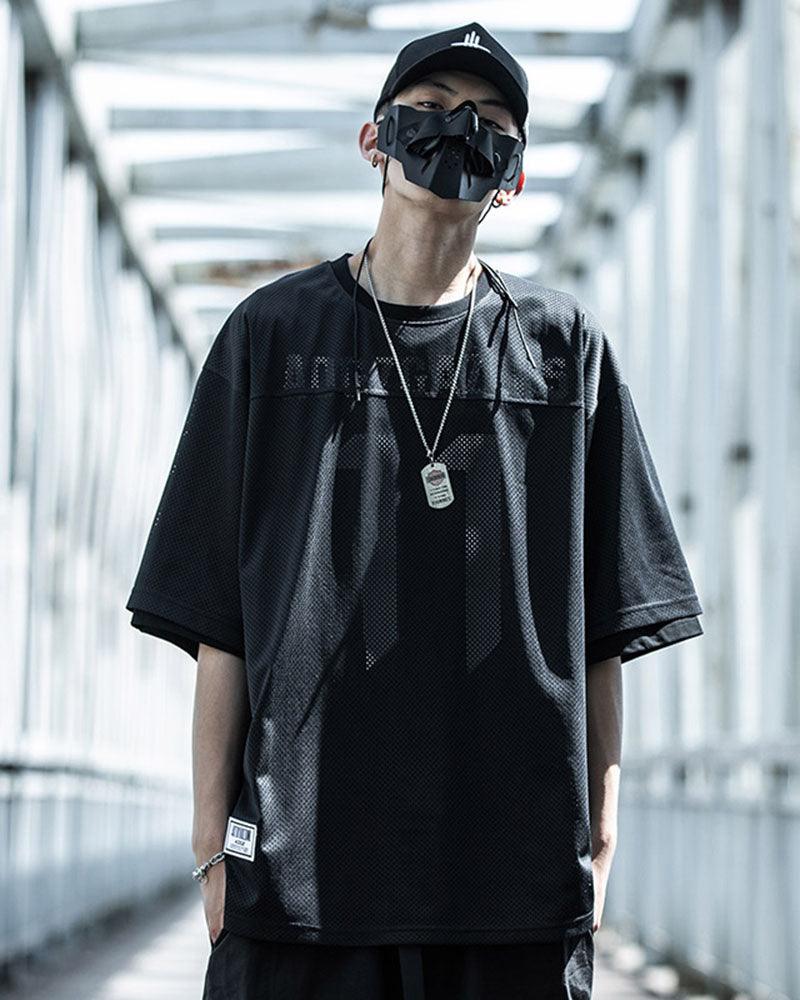 Stylish Mesh Layered Tee - mesh tee - Futuristic Mesh Layered Tee for Urban Fashion - View 2
