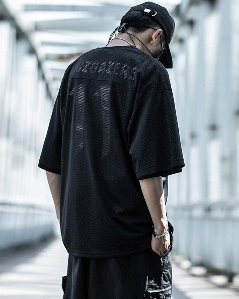 Stylish Mesh Layered Tee -  unique two-piece design - Futuristic Mesh Layered Tee for Urban Fashion - View 6