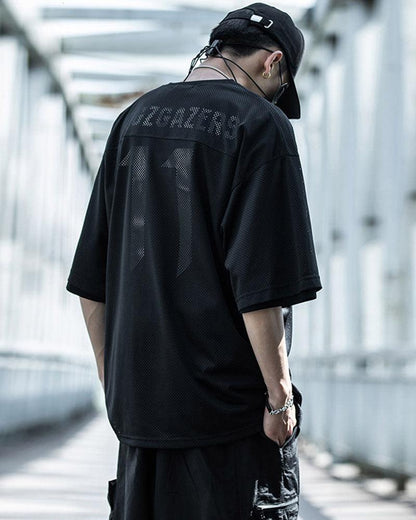 Stylish Mesh Layered Tee -  unique two-piece design - Futuristic Mesh Layered Tee for Urban Fashion - View 6