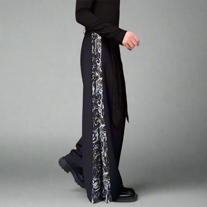Stylish Paneled Wide-Leg Pants -  comfortable fit - Wide-Leg Paneled Pants with Comfortable Fit - View 3