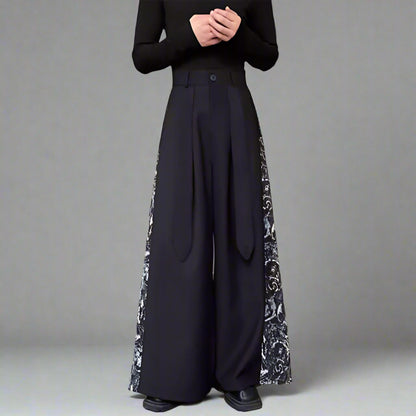 Stylish Paneled Wide-Leg Pants -  flexible waistband pants - Wide-Leg Paneled Pants with Comfortable Fit - View 4