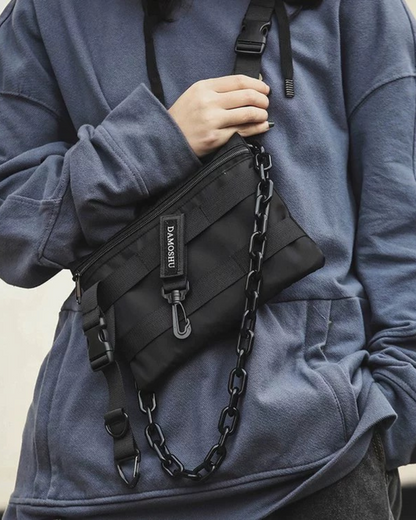 Stylish Techwear Chest Pack -  compact bag - Durable Techwear Chest Pack in Sleek Black - View 5