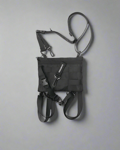 Stylish Techwear Chest Pack - durable polyester pack - Durable Techwear Chest Pack in Sleek Black - Main view