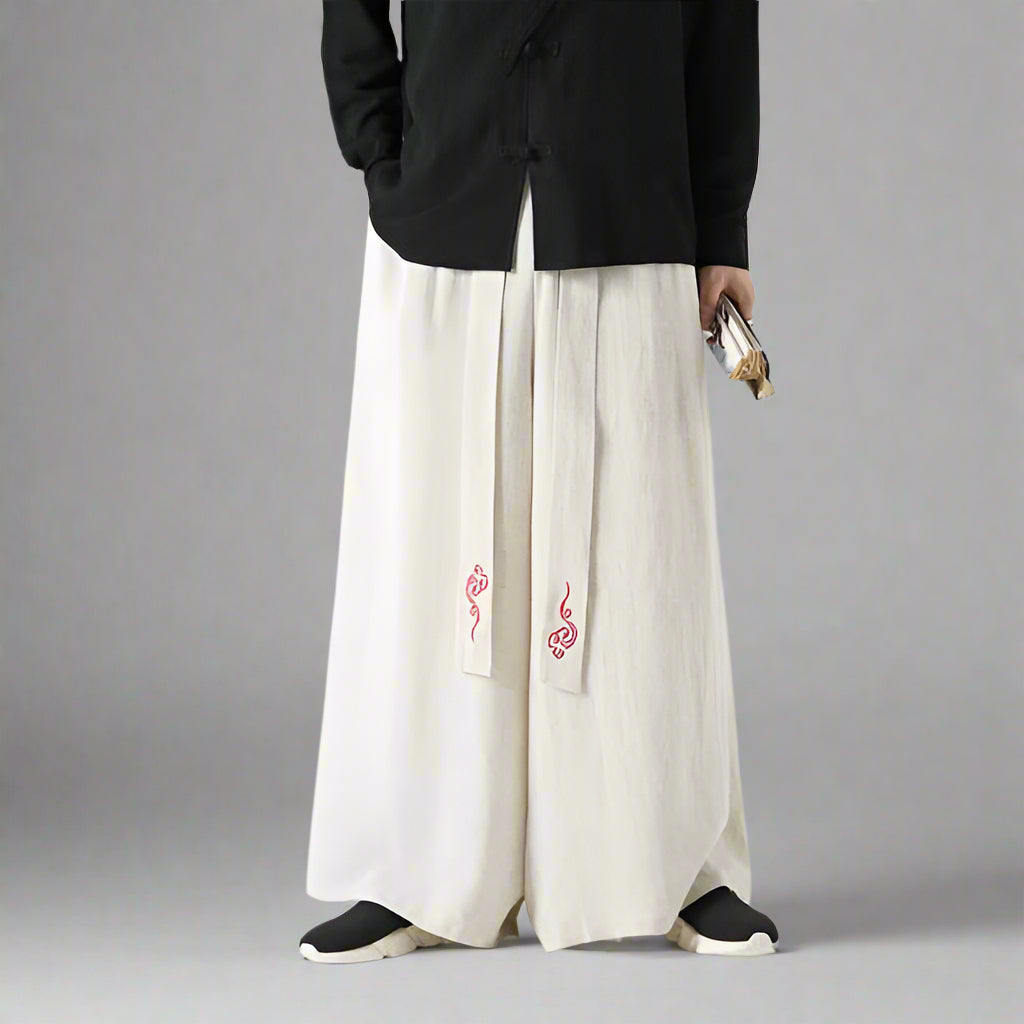 Stylish Wide-Leg Hakama Trousers -  casual attire - Comfortable Wide-Leg Hakama Trousers for Everyday Style - View 3