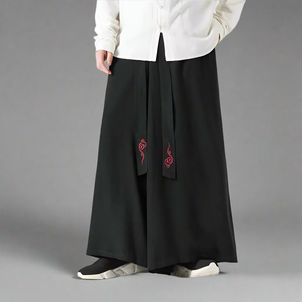 Stylish Wide-Leg Hakama Trousers - hakama pants - Comfortable Wide-Leg Hakama Trousers for Everyday Style - View 2