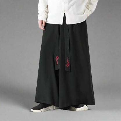 Stylish Wide-Leg Hakama Trousers - hakama pants - Comfortable Wide-Leg Hakama Trousers for Everyday Style - View 2