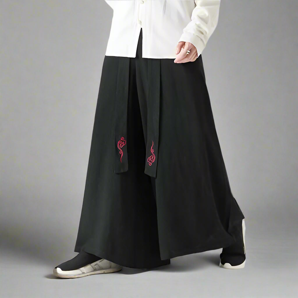 Stylish Wide-Leg Hakama Trousers -  martial arts inspired pants - Comfortable Wide-Leg Hakama Trousers for Everyday Style - View 4