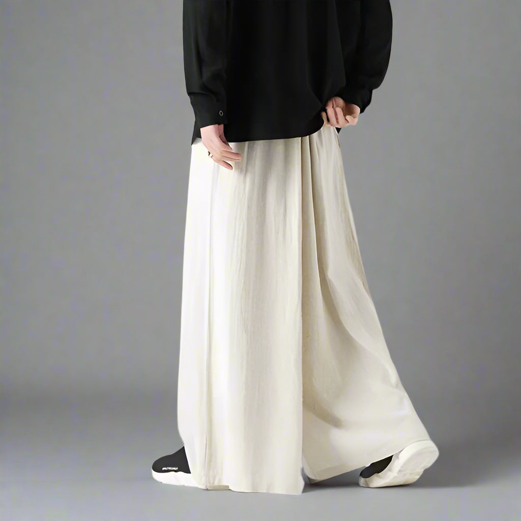 Stylish Wide-Leg Hakama Trousers -  samurai style - Comfortable Wide-Leg Hakama Trousers for Everyday Style - View 5