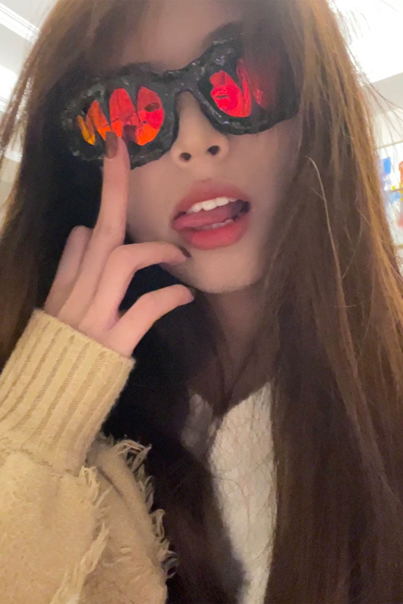 Sunset Dripped Resin Sunglasses -  bold fashion sunglasses - Handmade Dripped Resin Sunglasses for Bold Style - View 4