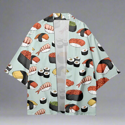 Sushi-Inspired Stylish Haori - sushi haori - Sushi-Inspired Haori Kimono Cardigan for Unique Style - Main view