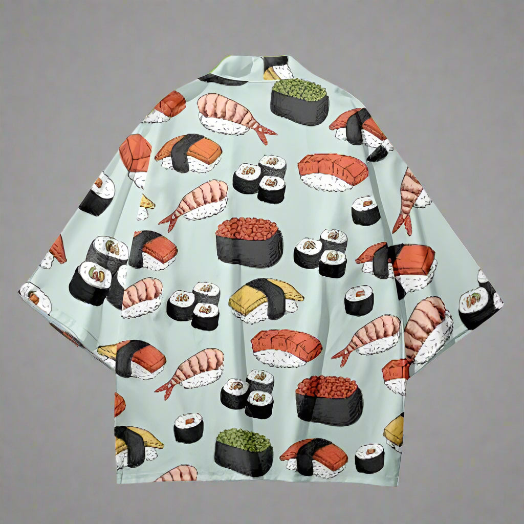 Sushi-Inspired Stylish Haori - unique sushi print - Sushi-Inspired Haori Kimono Cardigan for Unique Style - View 2