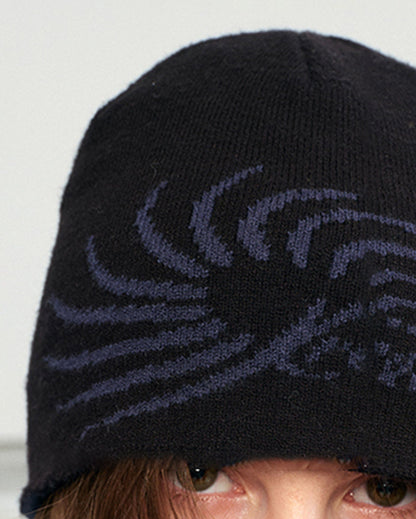 Swirled Knitted Logo Beanie - layering beanie - Stylish Swirled Knitted Logo Beanie - View 9