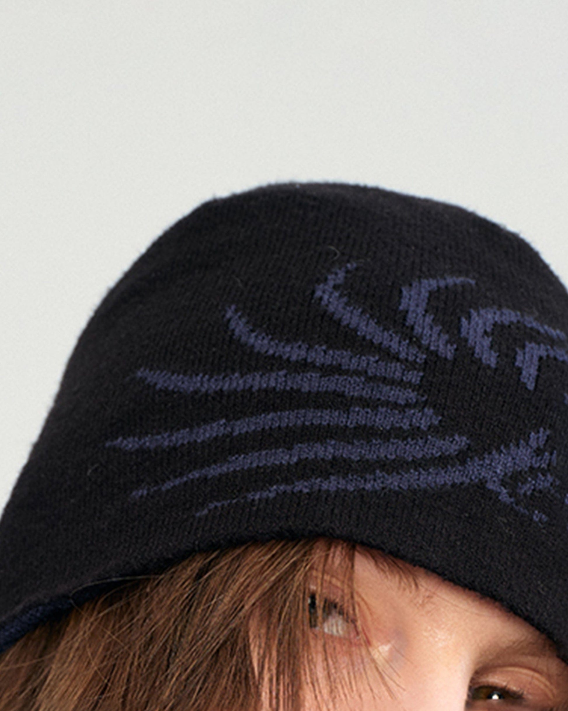 Swirled Knitted Logo Beanie -  swirl pattern - Stylish Swirled Knitted Logo Beanie - View 6